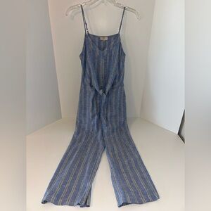 LOFT Outlet women’s Petite blue stripe linen viscose pants romper size‎ XXS